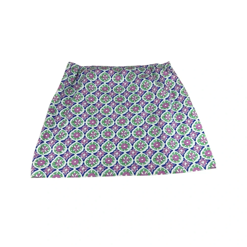 Talbots Pastel Canvas A-Line Skirt 20W Medallion Print Lined Plus Cotton Spandex